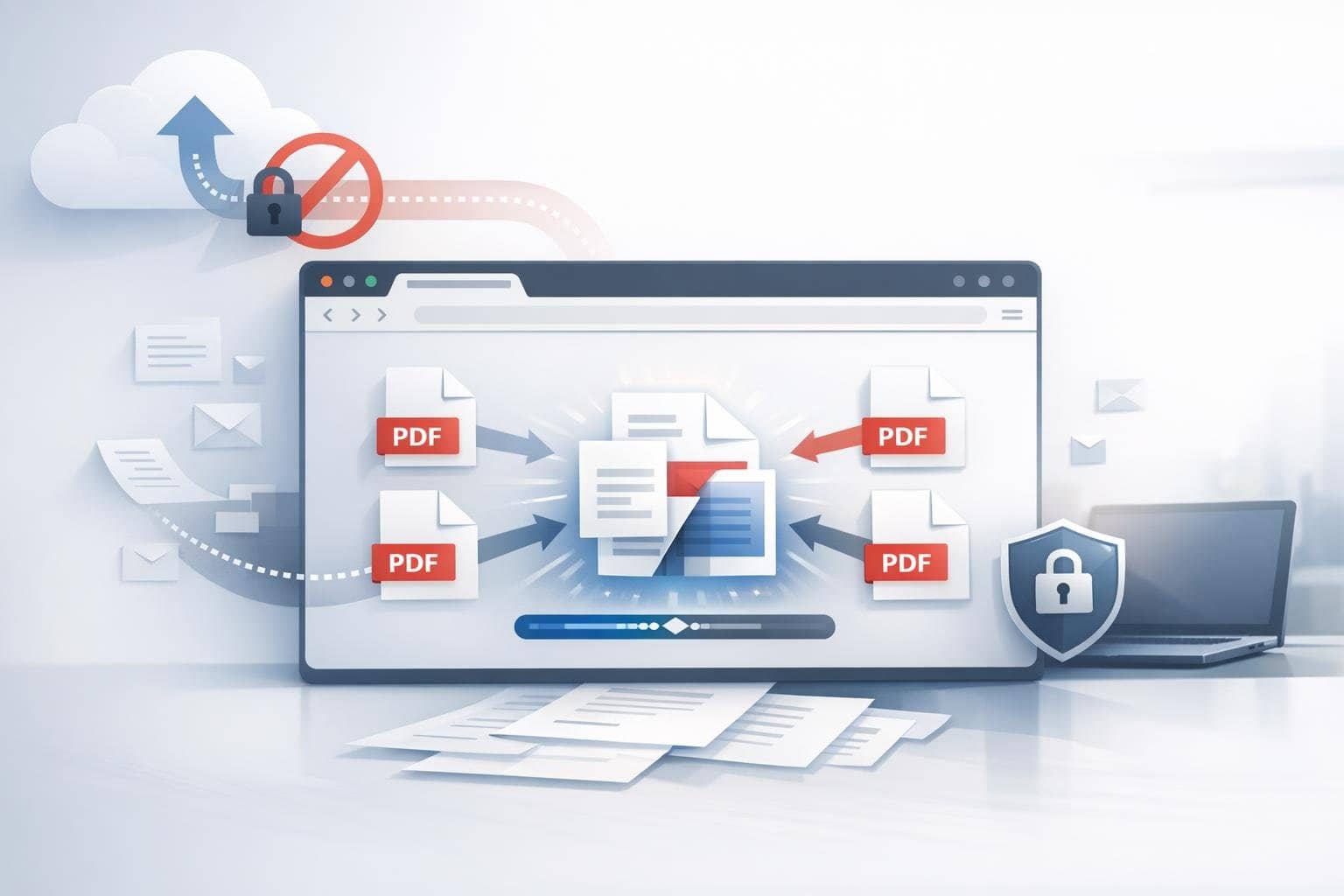 स्थानीय रूप से PDF मर्ज करना ज्यादा सुरक्षित क्यों माना जाता है? कौन से दस्तावेज़ ऑनलाइन सर्वर पर अपलोड करने के लिए उपयुक्त नहीं होते?