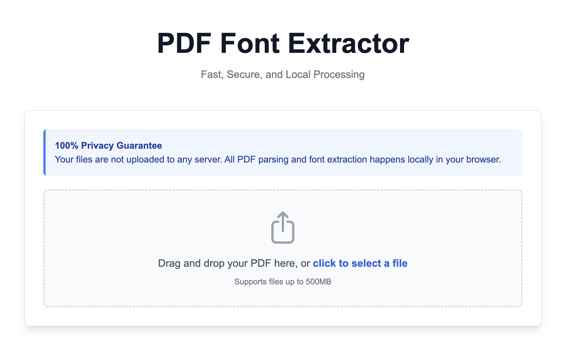 Select PDF for Extract Font