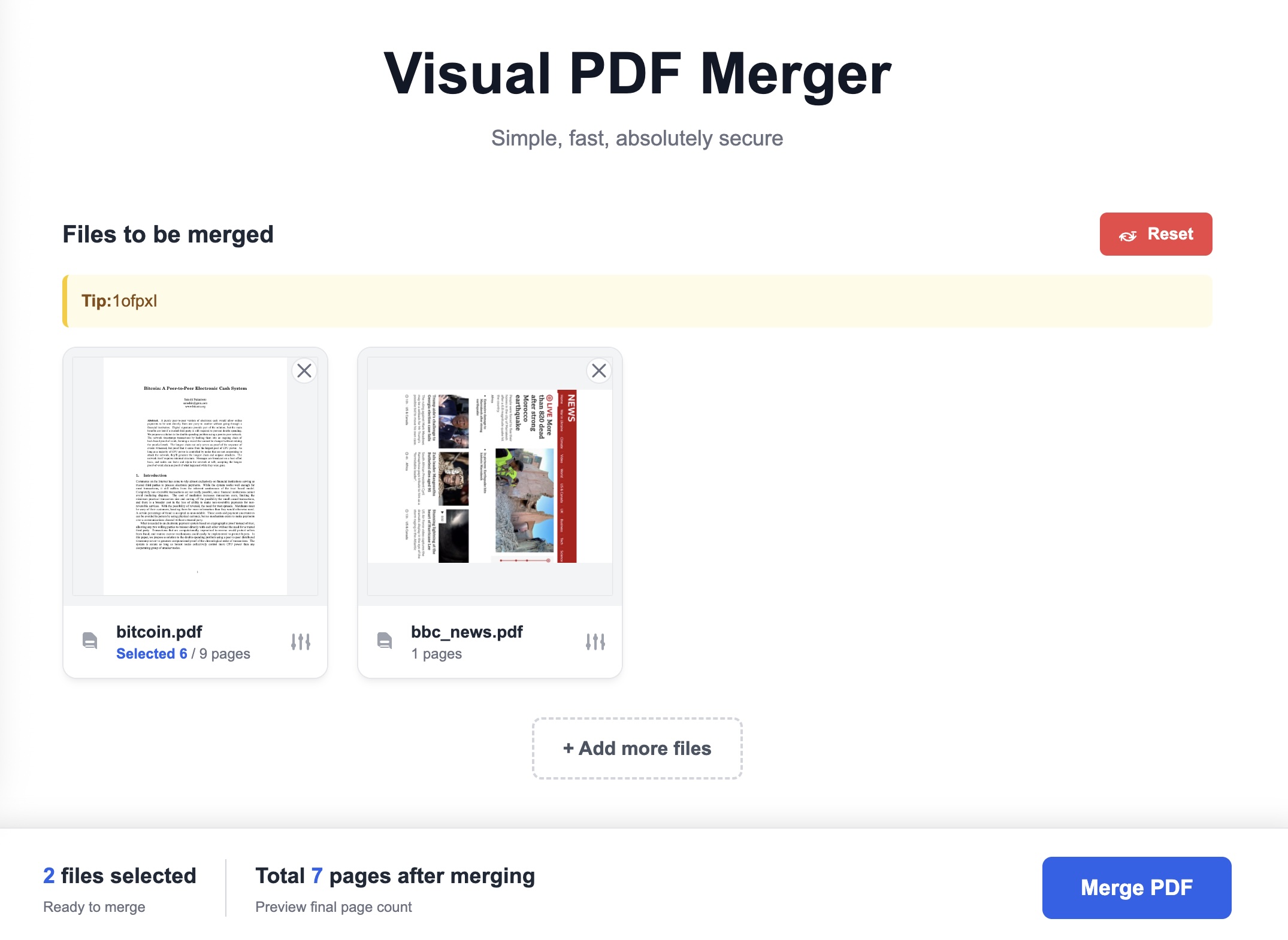 Select PDF for Merge