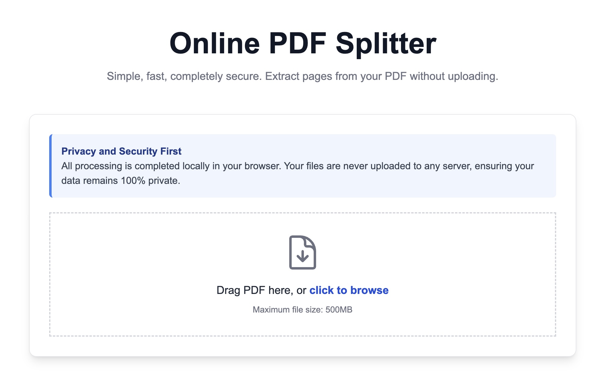 Select PDF for Split
