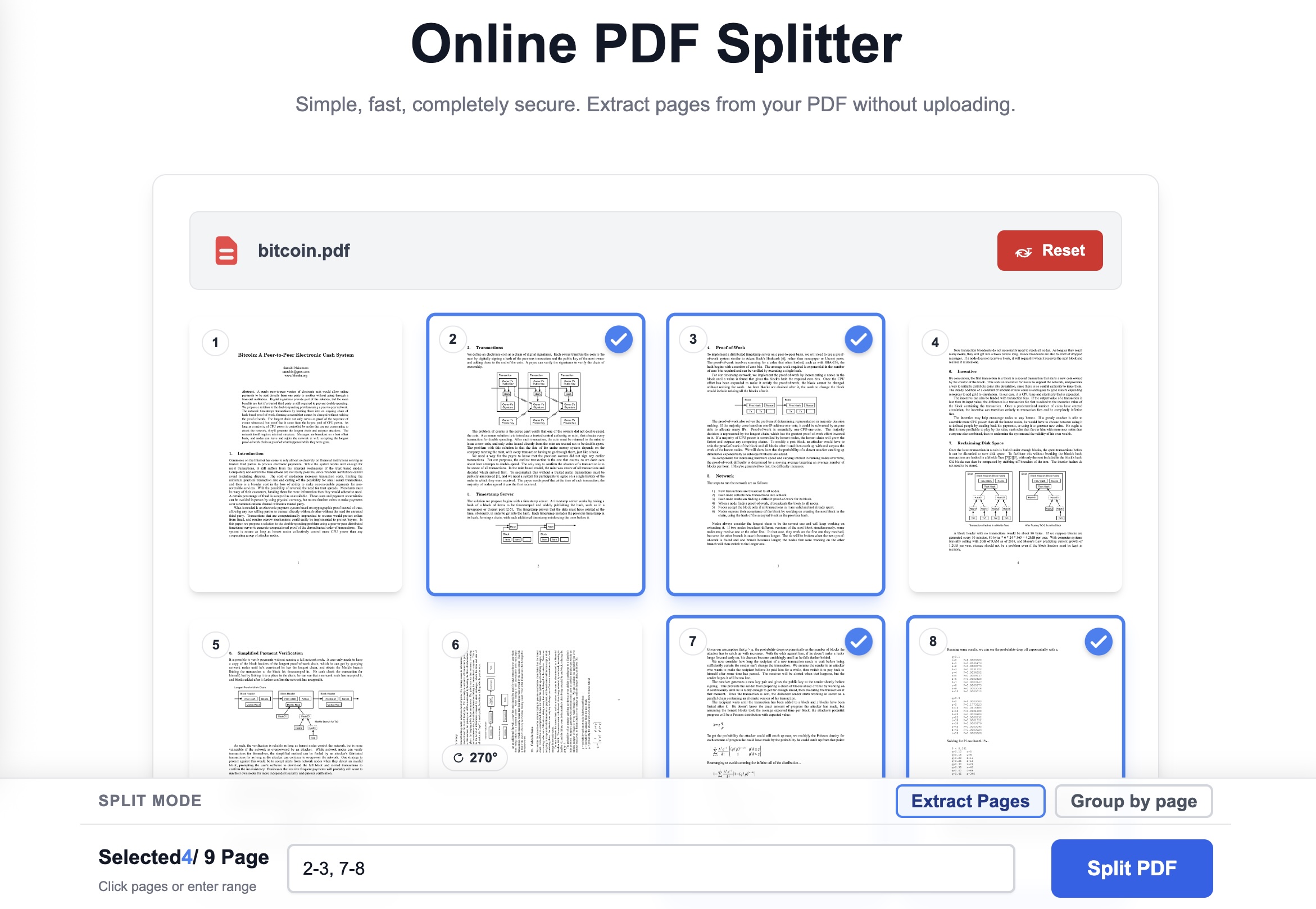 Select PDF for Split